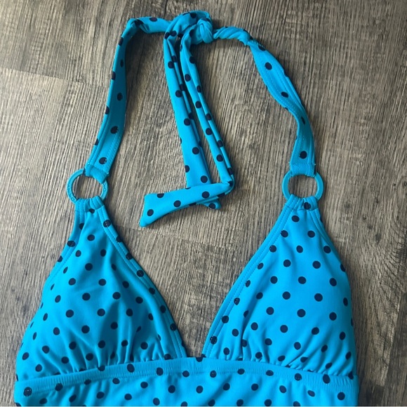 DKNYC Blue and Black One Piece Swimsuit with Halter Neck - Picture 3 of 6